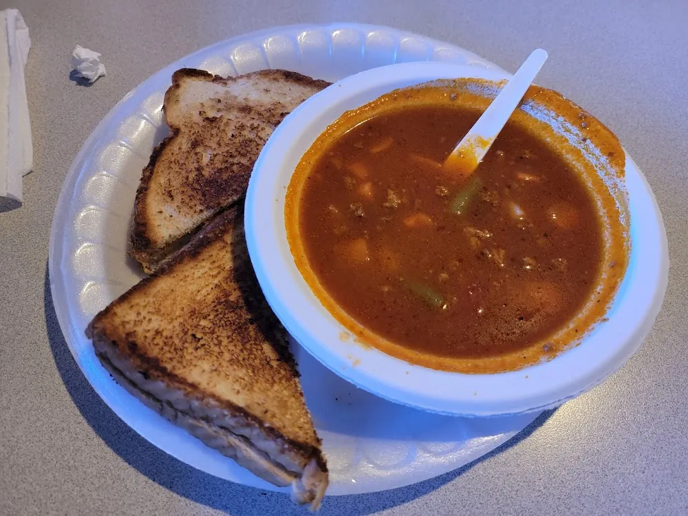 Beef Vegetable Soup & Grilled Cheese Sandwich